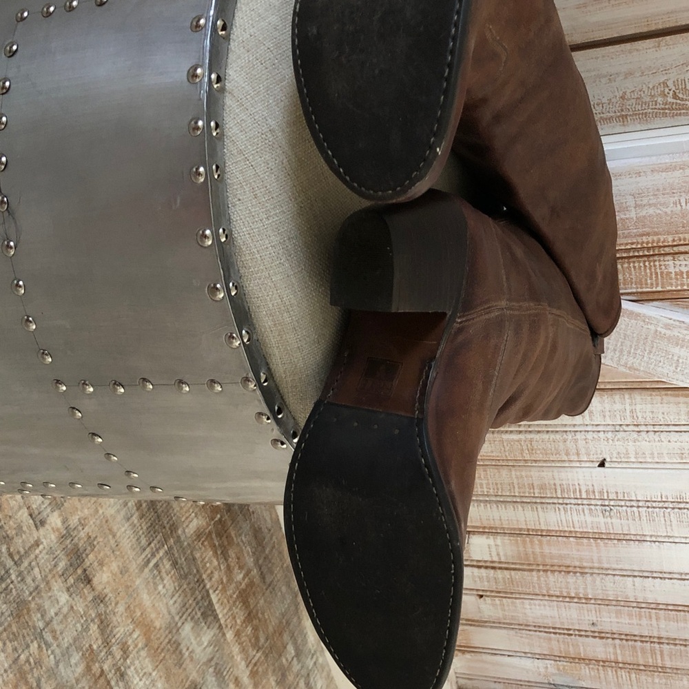 Frye Tan Genuine Real Leather Riding Boots - Picture 12 of 14